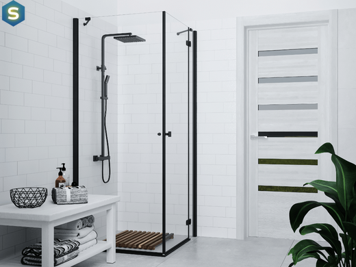 Душевая система Corsan Ango black с термостатом CMN02TBL, Черный матовый