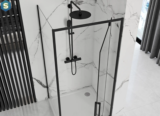Душевая кабина Rea Rapid Swing 100x120 black REA-K6423 + REA-K6413, Черный матовый, Универсальная, прозрачный, черный матовый