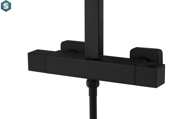 Душевая система Corsan Ango black с термостатом CMN02TBL, Черный матовый