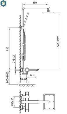 Душова система Kohlman Foxal chrome з термостатом QW274F, Хром
