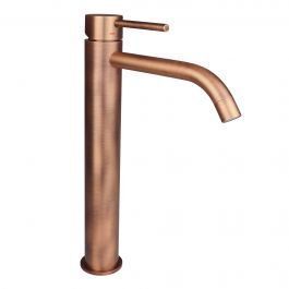 Смеситель для раковины высокий Paffoni Light без донного клапана brushed copper LIG081RMSP, Бронза