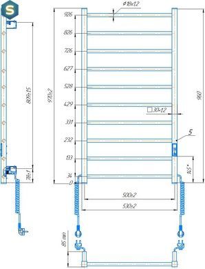Електрична рушникосушарка HF Leeds 970x530 white matte 6.1.0804.06.WM, Белый матовый, універсальне (конектор), Електронний