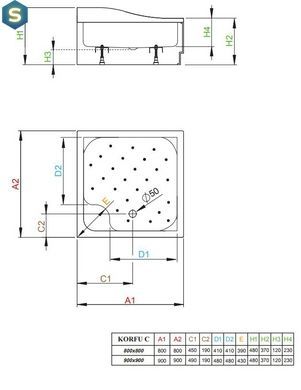 Душовий піддон Radaway Korfu C 90x90 4C99400-03