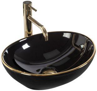 Умывальник Rea Sofia edge накладной black gold REA-U3695, Черный/золото