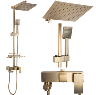 Душевая система Rea Jack Brushed Gold с изливом REA-P7050, Золотой