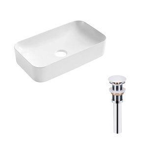 Умывальник Qtap Tern накладной прямоугольный 605x350x140 мм White + донный клапан PU02, Белый