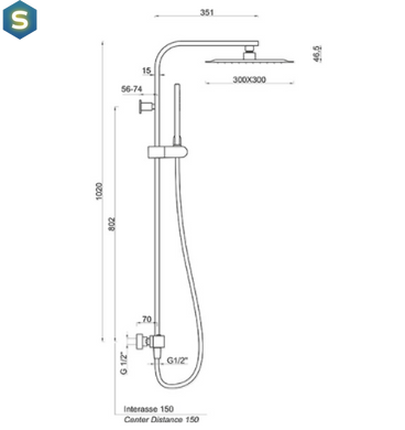 Душова система Ponsi Square Therm BNCOLCQU02, Хром