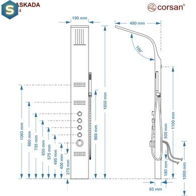 Душевая панель Corsan Kaskada white A014MWH, Белый