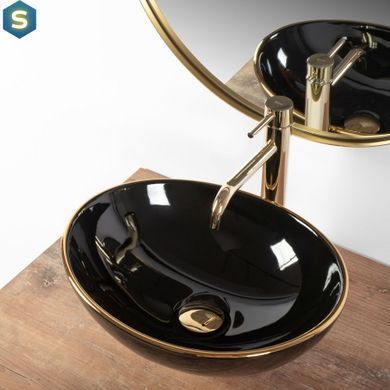 Умывальник Rea Sofia edge накладной black gold REA-U3695, Черный/золото