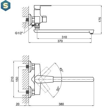 Смеситель для ванны Brinex 35C 005, Хром