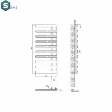 Рушникосушка дизайнерська Ideale Emma 11 10/500 біла, Білий