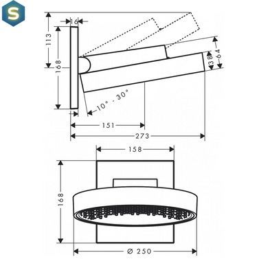 Верхній душ з настінним тримачем Hansgrohe Rainfinity 26226000