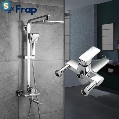 Душова система Frap F2460, поворотний вилив - перемикач на лійку/душ, 1 режим, хром, Хром