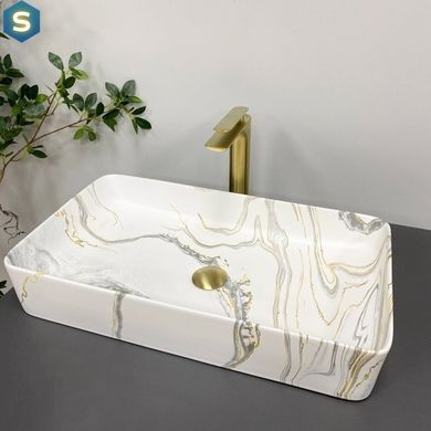 Умивальник (раковина) VBI TRIEST STAINS MATT накладний, Мармур