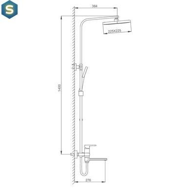 Душова система Frap F2460, поворотний вилив - перемикач на лійку/душ, 1 режим, хром, Хром