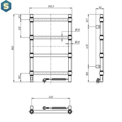 Електрична рушникосушка Navin Retro 500x800 Sensor права, білий оксамит 10-012033-4860, Белый матовый, Праве, Електронний