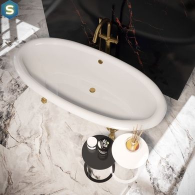 Ванна отдельностоящая глянцевая Amidicon Olimpia 180x90 белая из литого камня золотые ножки OLIMPIA_180_nizhk-g_HL, Белый