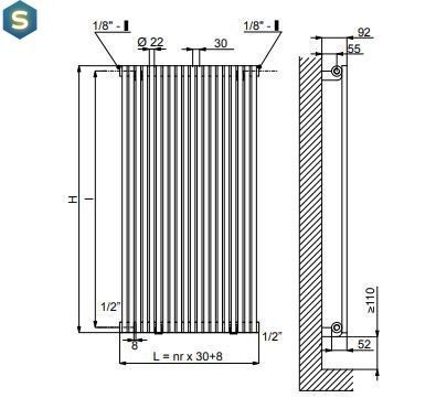 Радиатор отопления Cordivari Alice 22 изумрудный песок 180x54 AL2218180V01F33A, Каппучино