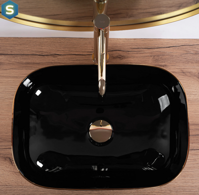 Умивальник Rea Belinda brushed gold black накладний REA-U8780, Золотий