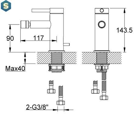 Змішувач для біде Kohlman Axel gold QB130AGD, Золотий