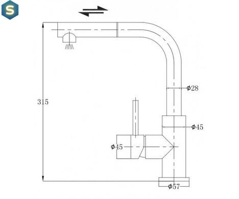 Смеситель для кухни Omnires Albany инокс AB1455IN, Нержавеющая сталь