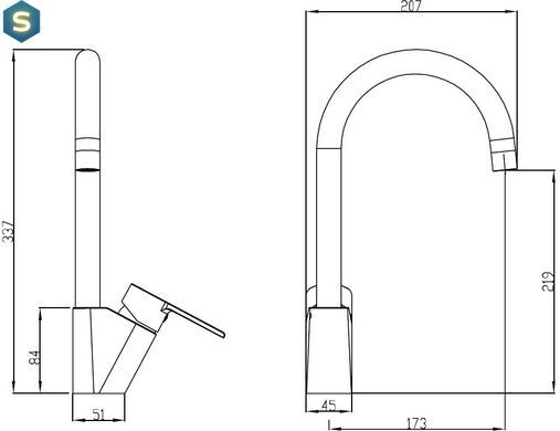 Змішувач для кухні Koller Pool Kvadro Arc KA0500, Хром