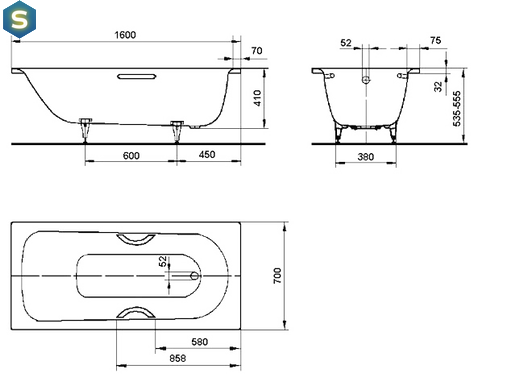 Ванна сталева Kaldewei Saniform Plus Star 160x70 133200010001