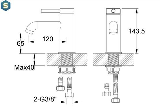 Смеситель для умывальника Kohlman Axel graphite низкий QB100AG, Графит