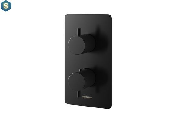 Душевая система Kohlman Axel 25 black с термостатом + BOX скрытого монтажа KPL-QW433AB25, Черный матовый