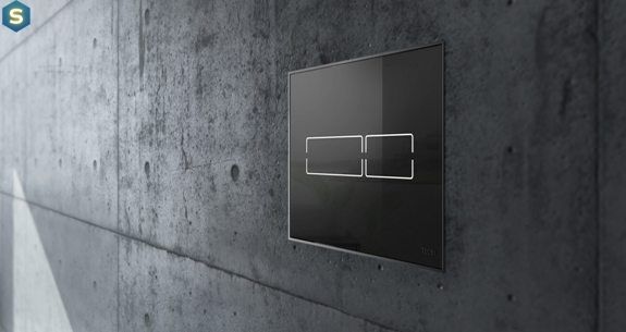 Клавіша змиву Tece TECElux Mini сенсорна Glass Black 9240961, Чорний/золото
