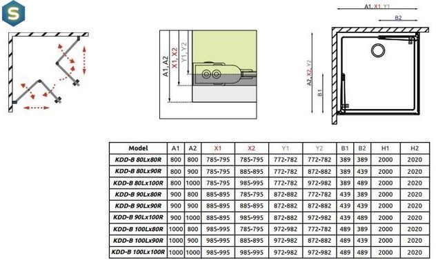 Душевая кабина Radaway Fuenta New KDD-B 90Lx90Rx200 384071-01-01L+384071-01-01R