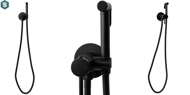 Набор гигиенического душа скрытого монтажа Rea Loop black черный REA-B8978, Черный матовый