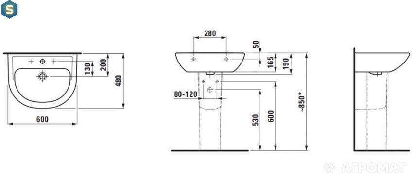 Умывальник Laufen Pro 60x48 H8109520001041, Белый