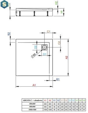 Душевой поддон Radaway Argos C 100x100 на ножках 4ACN1010-02
