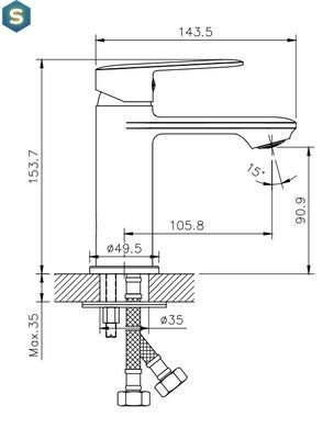 Змішувач для умивальника Koller Pool Line хром LN0200, Хром