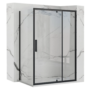 Душова кабіна Rea Rapid Swing 80x120 black REA-K6421 + REA-K6413, Черный матовый, Універсальна, прозорий, чорний матовий