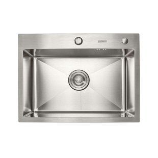 Кухонная мойка Platinum Handmade 580x430x220 (толщина 3,0/1,5 мм корзина и дозатор в комплекте), Нержавеющая сталь