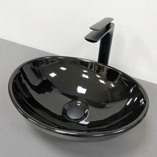 Умывальник VBI Parma black glossy накладний VBI-011021, Чорний/золото