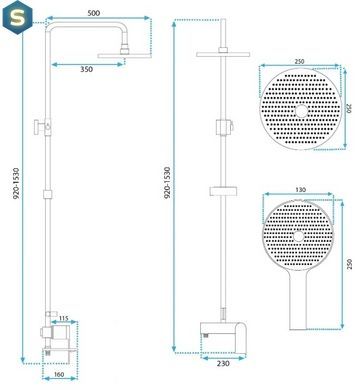Душевая система Rea Avalon gold с изливом REA-P8812, Золотой