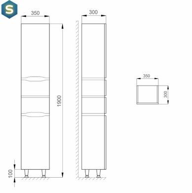 Пенал напольный Sanwerk "Алесса" 35 венге MV0000133 правый, Венге