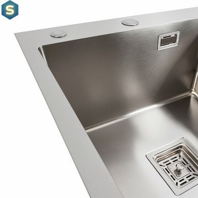 Кухонная мойка Platinum Handmade нержавейка 78x50B L (два отверстия, квадратный сифон 3.0/1.0), Нержавеющая сталь