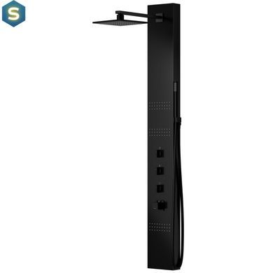 Душова панель Corsan Neo black LED з термостатом S060TBLLED, Черный матовый