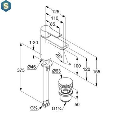 Змішувач для умивальника Kludi Zenta SL 482980565, Хром