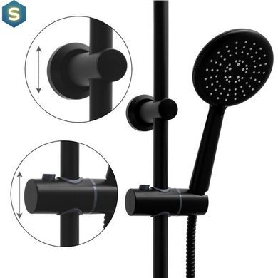 Душова система Yoka Enza 20 black з термостатом BP.ENZA20-BLK, Черный матовый