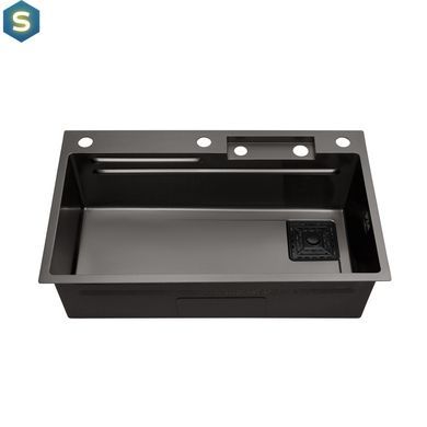 Кухонна мийка Kroner KRP Schwarze - SET7545HM PVD (3.0/0.8 мм) CV033382, Чорний/золото