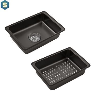 Кухонна мийка Kroner KRP Schwarze - SET7545HM PVD (3.0/0.8 мм) CV033382, Чорний/золото
