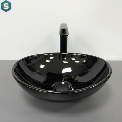 Умывальник VBI Parma black glossy накладний VBI-011021, Чорний/золото
