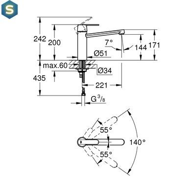 Змішувач для кухні Grohe QuickFix Get 30196000, Хром