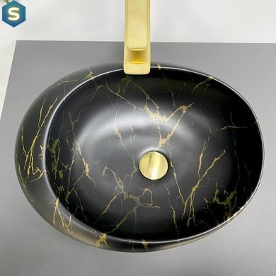 Умивальник (раковина) VBI VALIANO MARBLE BLACK MATT накладний, Мармур
