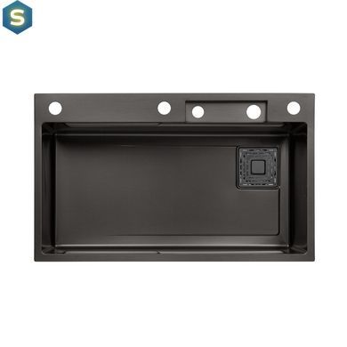 Кухонна мийка Kroner KRP Schwarze - SET7545HM PVD (3.0/0.8 мм) CV033382, Чорний/золото